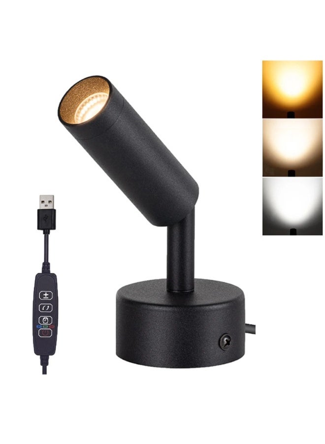 فورتي أضواء كاشفة لاسلكية داخلية، قابلة لإعادة الشحن، مزودة بمؤقت وخاصية التحكم في شدة الإضاءة، تعمل بالبطارية، إضاءة LED مركزة للنباتات والأعمال الفنية - أسود - Image 1